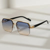 Retro Square Half-Frame Metal Sunglasses