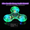 A clear, glowing green LED fidget spinner with multiple modes of light.