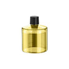 A clear glass bottle with a black cap, likely an aroma diffuser.