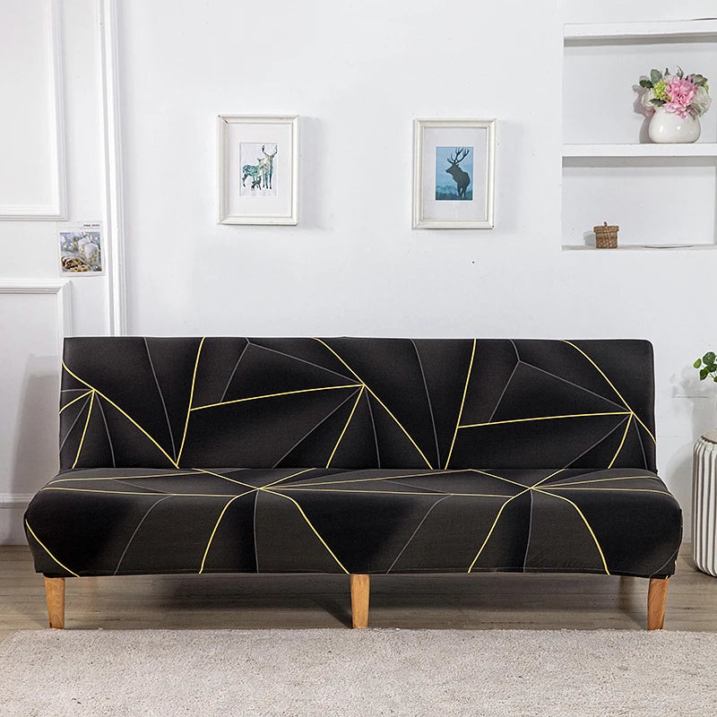 Stretchable Sofa Cover with Geometric Pattern for Futon Seats
