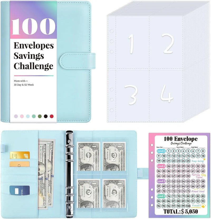 Carpeta del Reto de Ahorro con 100 Sobres