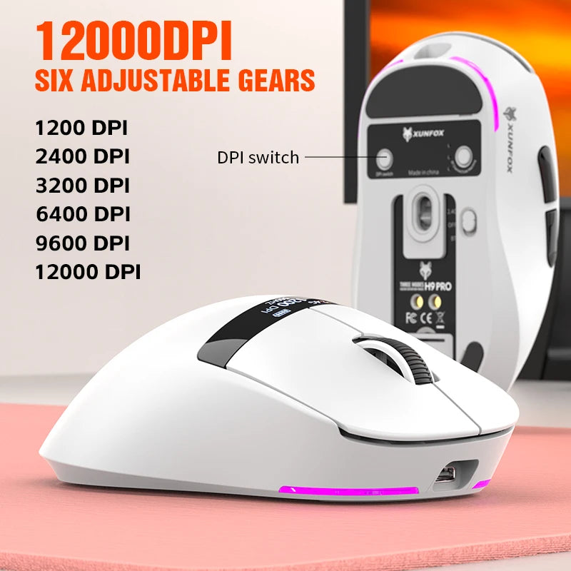 Lightweight Wireless Gaming Mouse with RGB Charging Base