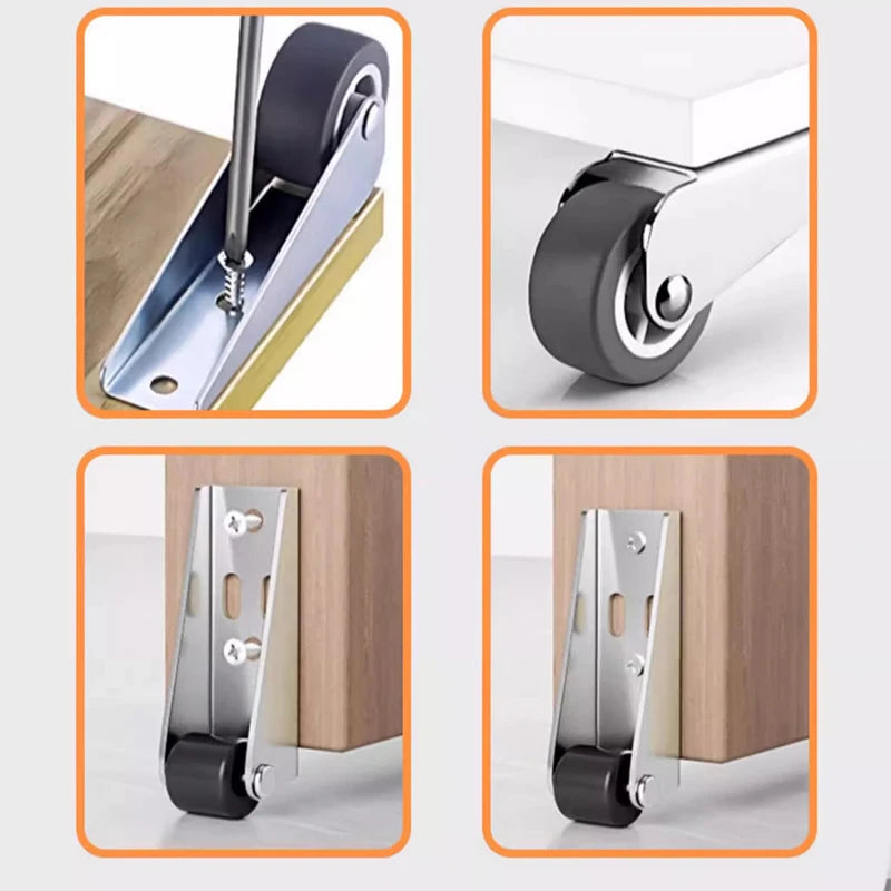 Quiet Rubber Drawer Casters for Furniture and Cabinets (Set of 4)
