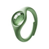 A close-up of a natural mosquito repellent wristband in a light green color.