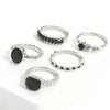 Vintage Black Crystal Ring Set