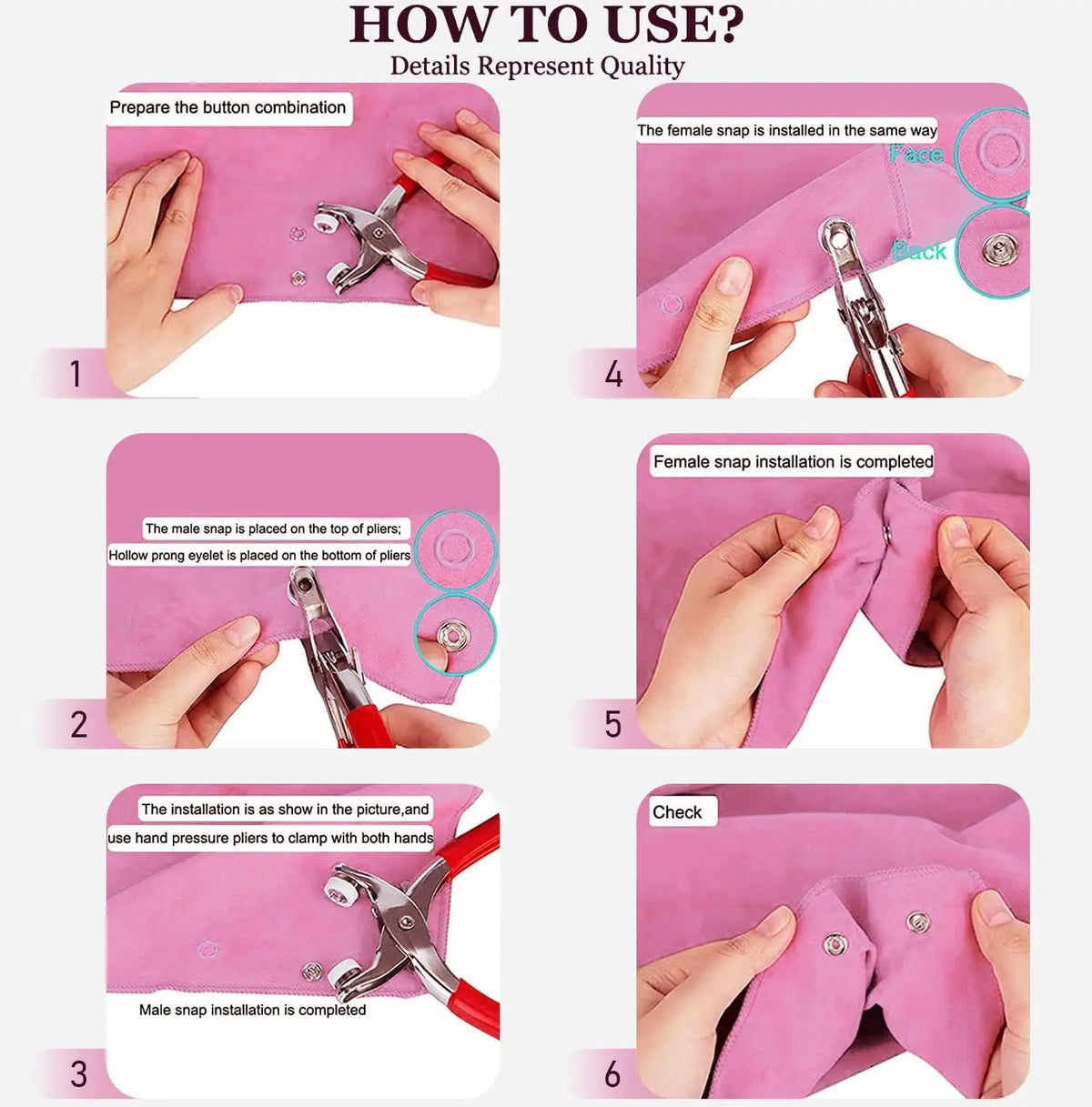 Metal Snap Fastener Kit with Pliers Tool for DIY Sewing Projects