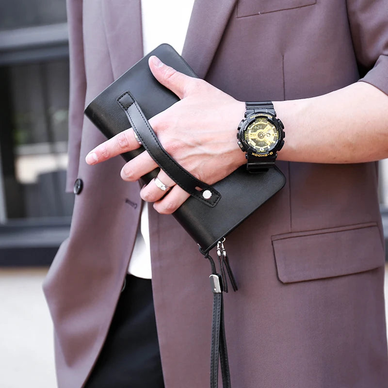 Men's Leather Clutch Wallet with Phone Pocket