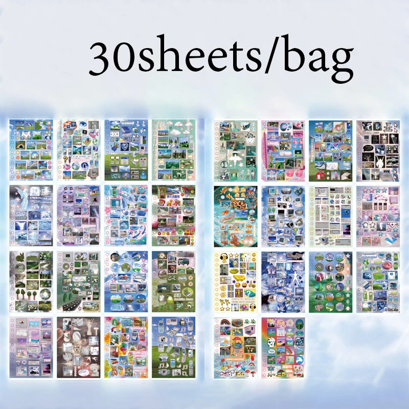 Decorative Time Reshaping Sticker Sheets for Scrapbooking & DIY Crafts