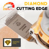 Close-up of a diamond cutting edge tool used for grout removal and mortar cleaning on a hand.
