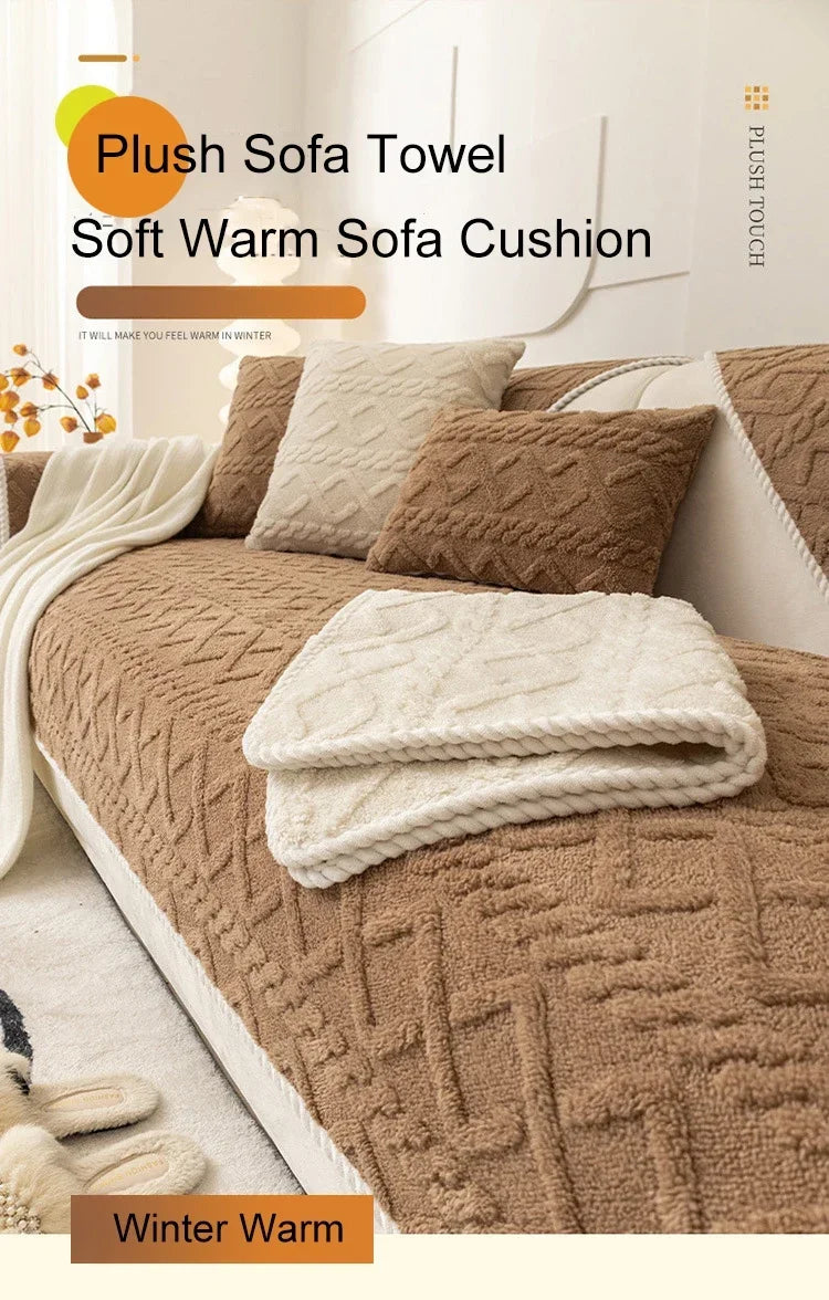 Plush Non-Slip Sofa Cover with Quilted Cotton
