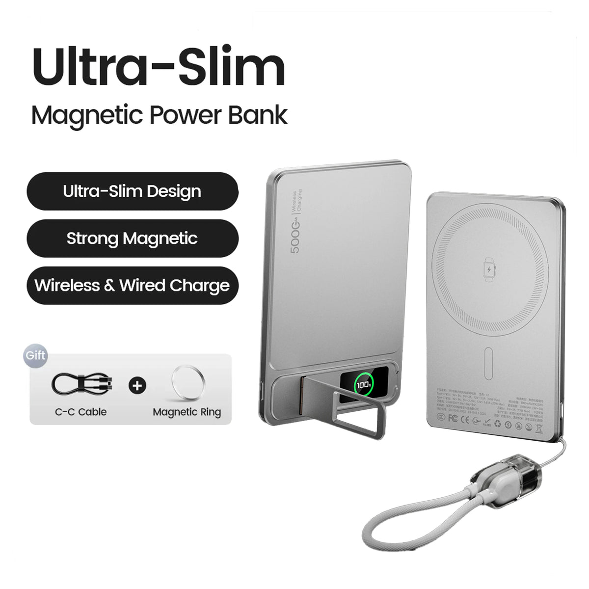 Batterie Externe Sans Fil Magnétique pour Charger iPhone