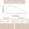 Diagram showing the size and two methods for wrapping a microfiber hair towel