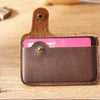 Vintage Leather Slim Card Holder with Snap Closure