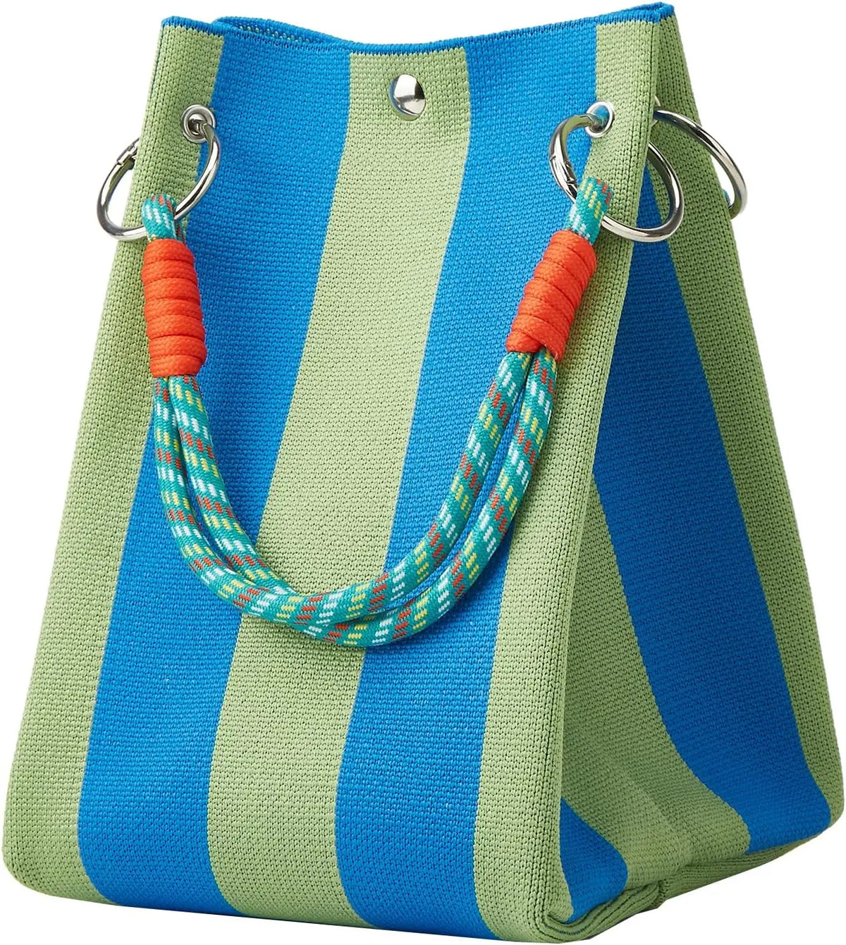 Striped Knit Mini Bucket Tote Bag