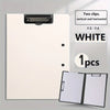A white A3/A4 clip folder with two clips for vertical and horizontal filing.