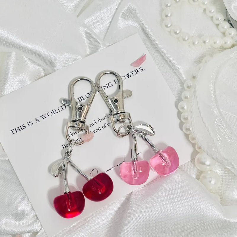 Glitter Cherry Keychain