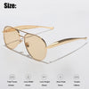 Oversized Aviator Sunglasses with Gradient Champagne Lenses