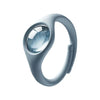 A silver wristband with a clear dome, designed as a natural mosquito repellent.