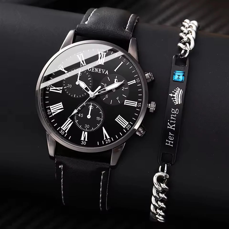 Men's Two-Piece Quartz Watch Set