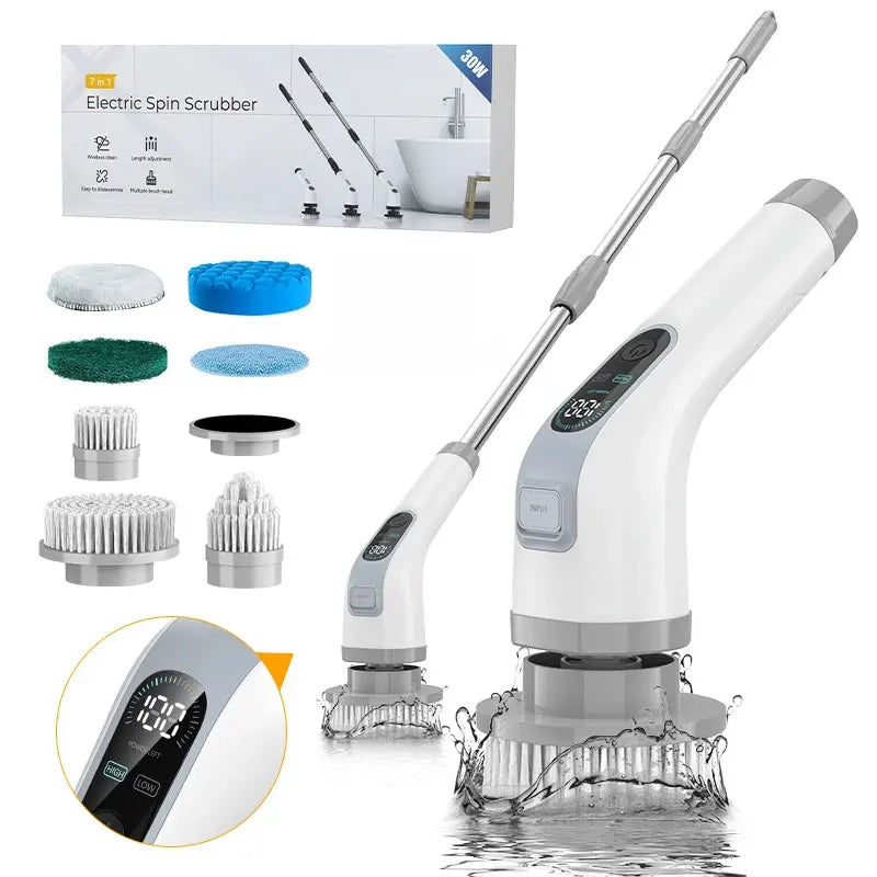 Kabelloser Elektrischer Spin-Scrubber mit ausziehbarem Griff
