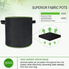 Black superior fabric grow bags with a green trim, designed to promote air circulation and prevent water leakage.