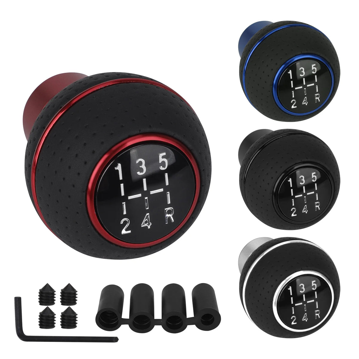 Universal Aluminum Alloy Shift Knob with Leather Grip