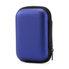 A dark blue hard EVA protective case for a SanDisk Extreme Portable SSD.