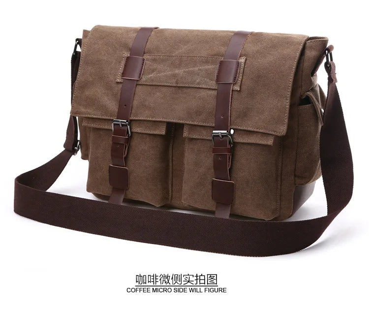 Vintage Canvas Messenger Bag for Men – Retro Crossbody Shoulder Bag