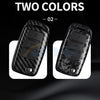 Two colors of carbon fiber car key covers shown side by side.