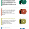 A set of sanding pads for various polishing tasks including T80, T60, T40, T30, and T20 finishes.