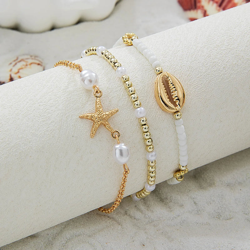 Summer Shell & Pearl Bracelet Set