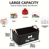 A large black felt storage basket designed to organize pet clothes, snacks, toys, and grooming stuff.