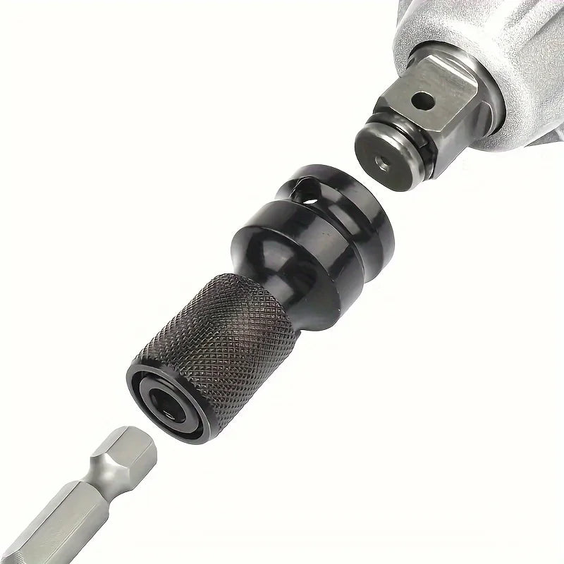 Impact Socket Adapter Set: 1/2" Square to 1/4" Hex Quick-Release Converter