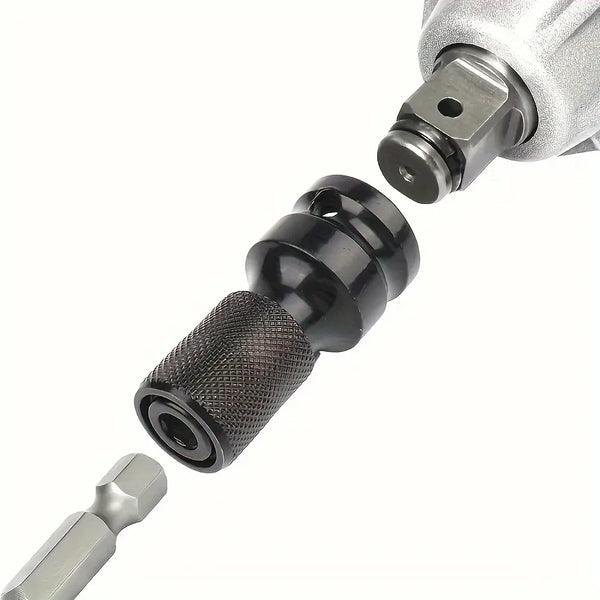 Impact Socket Adapter Set: 1/2" Square to 1/4" Hex Quick-Release Converter
