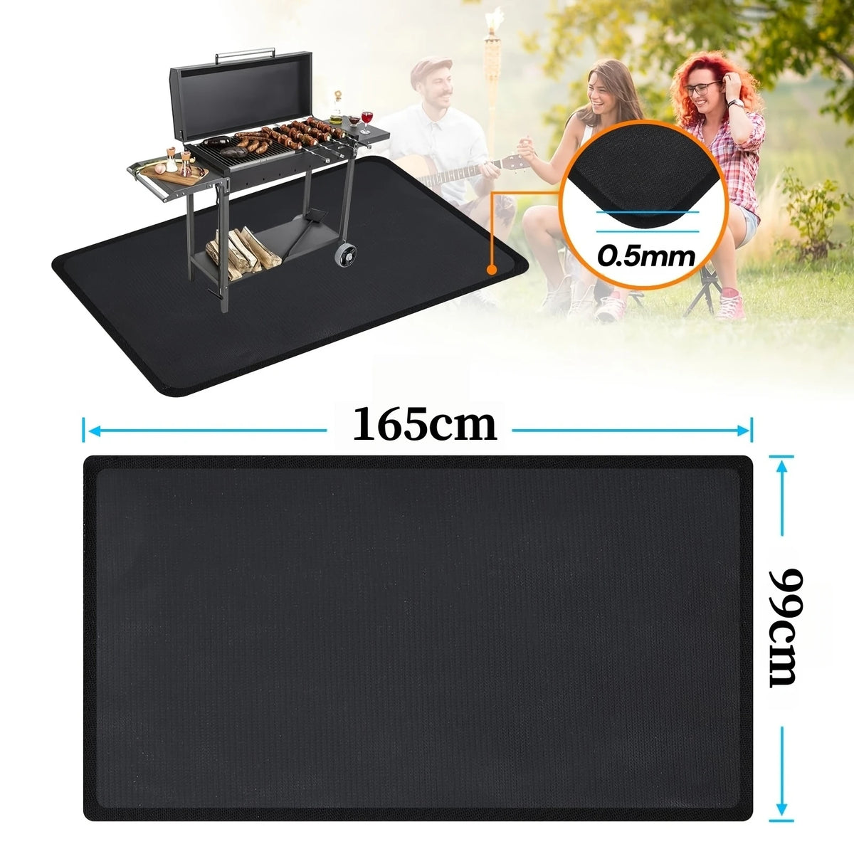 Double-Sided Fireproof BBQ Grill Mat for Outdoor Cooking
