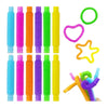 A set of colorful led flash pop tubes sensory toys in various colors including blue, pink, orange, purple, and green.