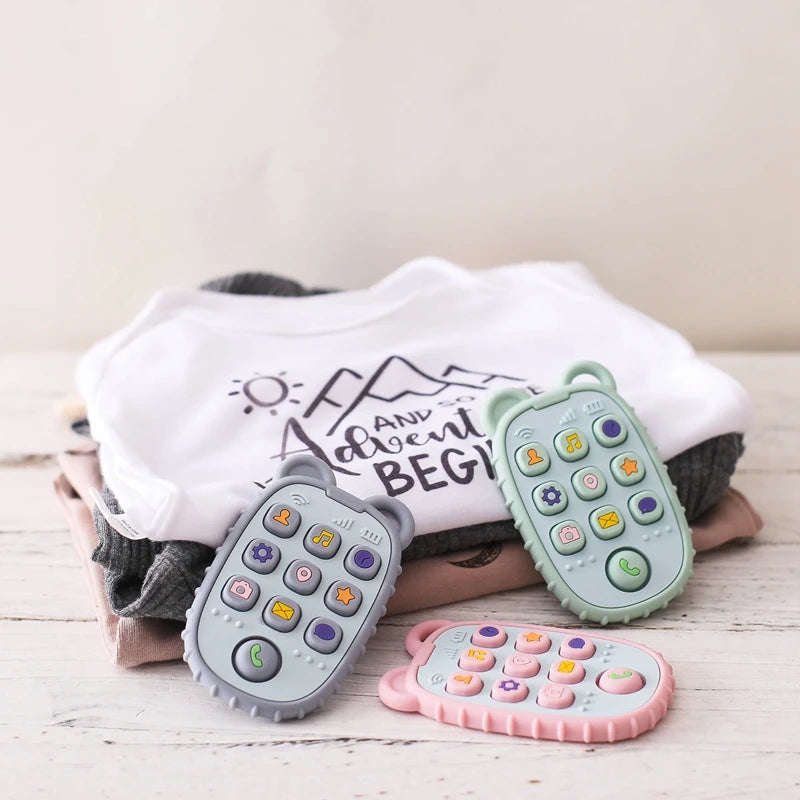 Baby Teething Gloves with Cartoon Bear Design