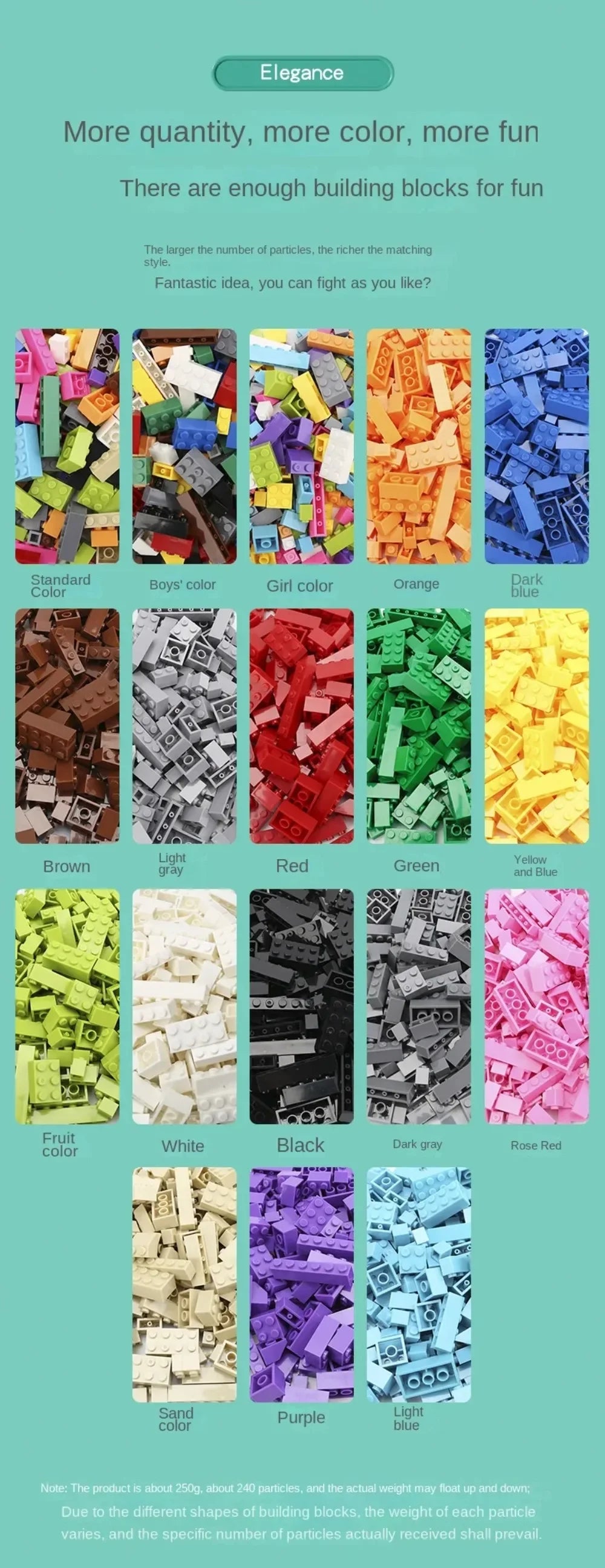 Creative Building Blocks Bulk Set – 120 or 240 Pieces