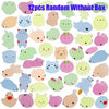 A collection of 12 random glow-in-the-dark kawaii animal squishies in various pastel colors and shapes.