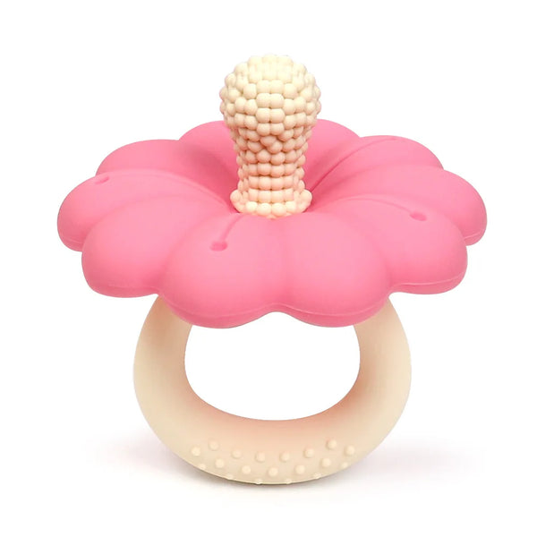 Flower-Shaped Silicone Baby Teether with Easy-Grasp Handle
