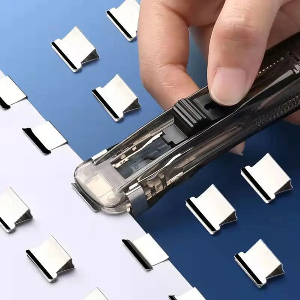 Compact Push Stapler with Reusable Clips