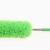 A bright lime green extendable microfiber duster with a slender handle.