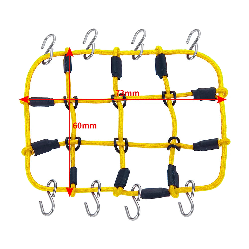 Yellow mini jack stand and tool set for RC crawlers, showing the frame and mounting points.