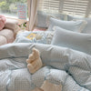 Pink Checkered Lace Duvet Cover Set (3 Pieces)