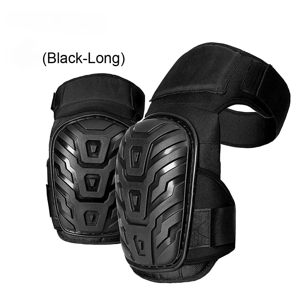 Black long heavy-duty gel knee pads for work and gardening