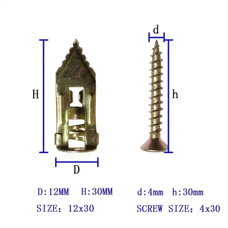 Self-Drilling Drywall Anchors with Screws (50 or 100 Pack)