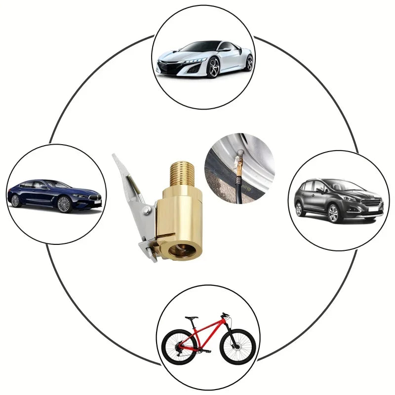 Brass Locking Nozzle Tire Air Chuck Clip Adapter