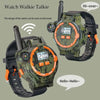 A green camouflage watch set featuring a digital display and a walkie-talkie antenna, shown in two views.