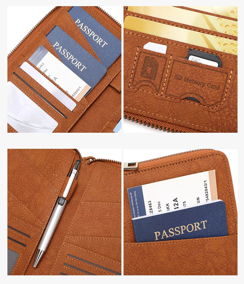 RFID Blocking Travel Passport Holder and Document Organizer