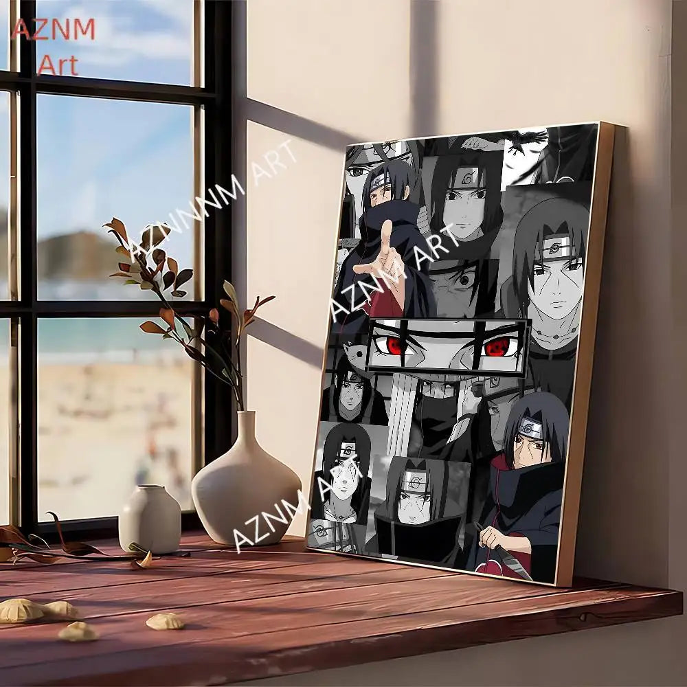 A canvas art print featuring multiple stylized characters in a dark, dramatic anime style.